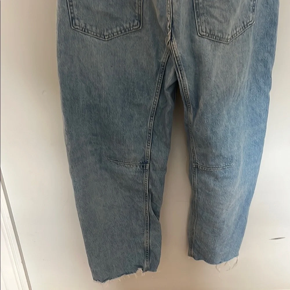 Madewell women’s Darted Button Front Barrel Leg Jean (frayed) - Picture 5 of 6